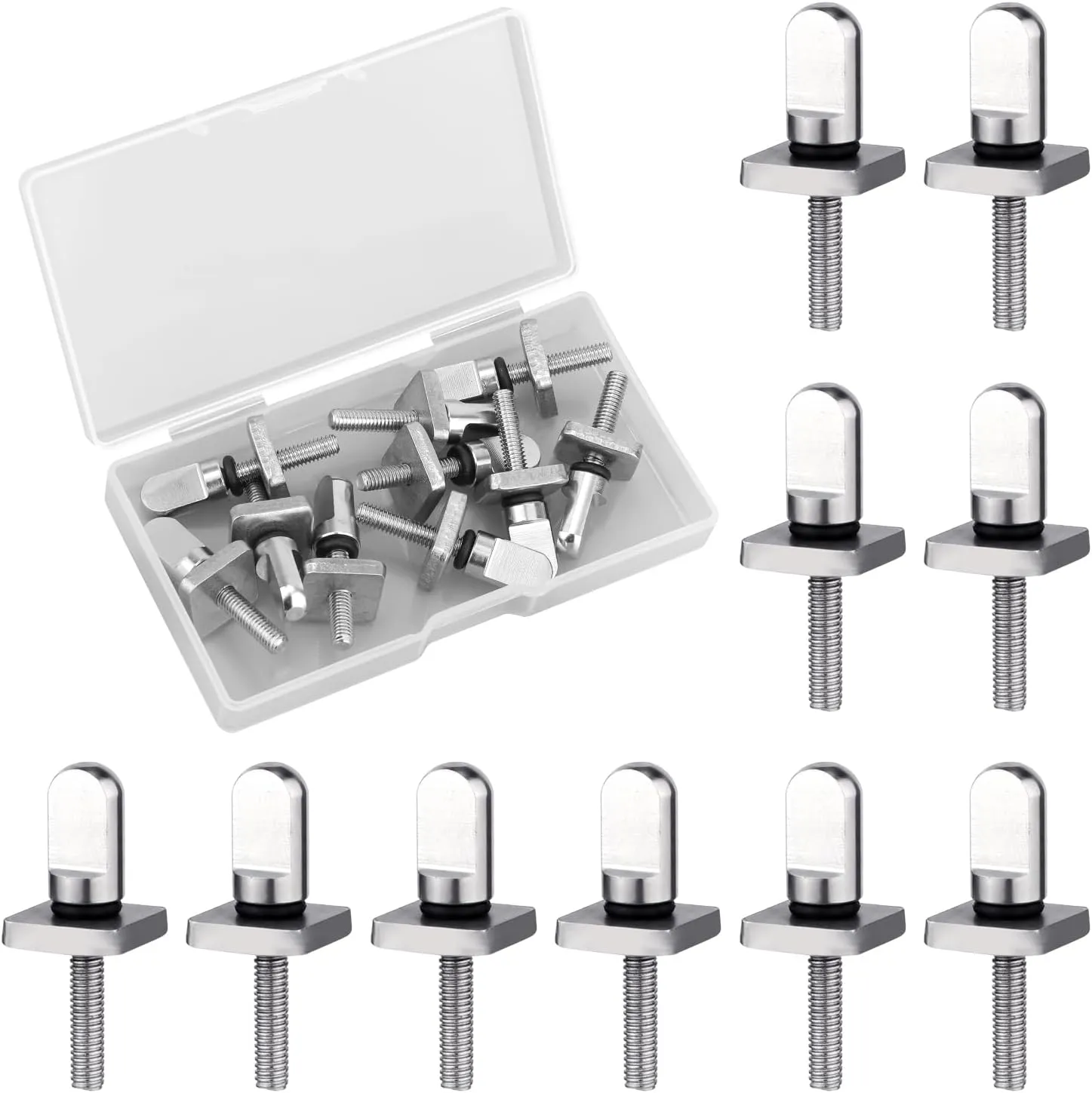 10pcs Surfboard Fin Screws, 316 Stainless Steel Paddle Board Fin Screw and Plate Surfboard Surfing Accessories with O-Rings for Surf Longboard & SUP