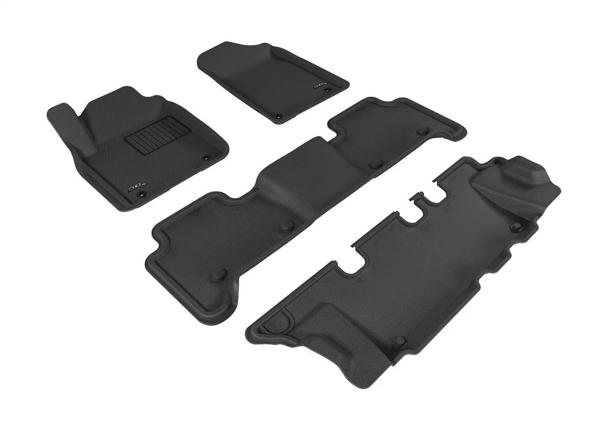 3D MAXpider Floor Mats Infiniti QX80 8 Seater (2014-2024) All-Weather Kagu Series Black - Front / Second / Third  Row
