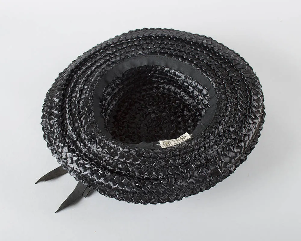 $50 & UNDER SALE || 1960s Black Raffia Sun Hat