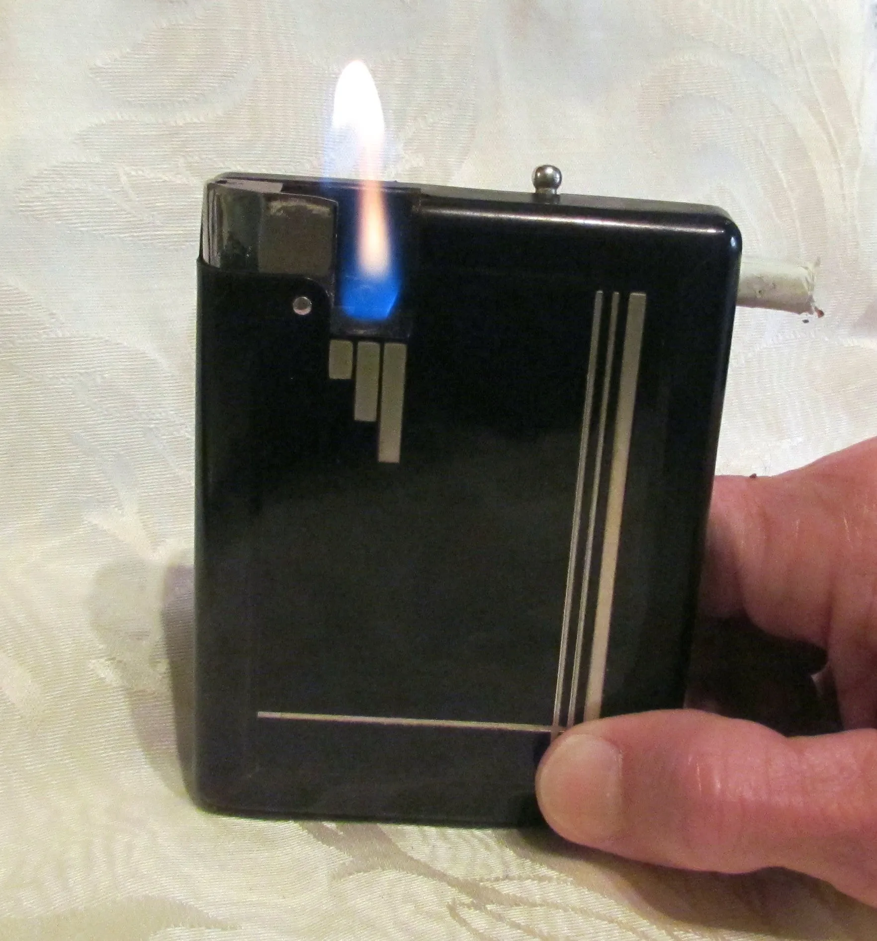 Art Deco Magic Case Lighter Black Cigarette Case 1930s Cigarette Case Working Lighter