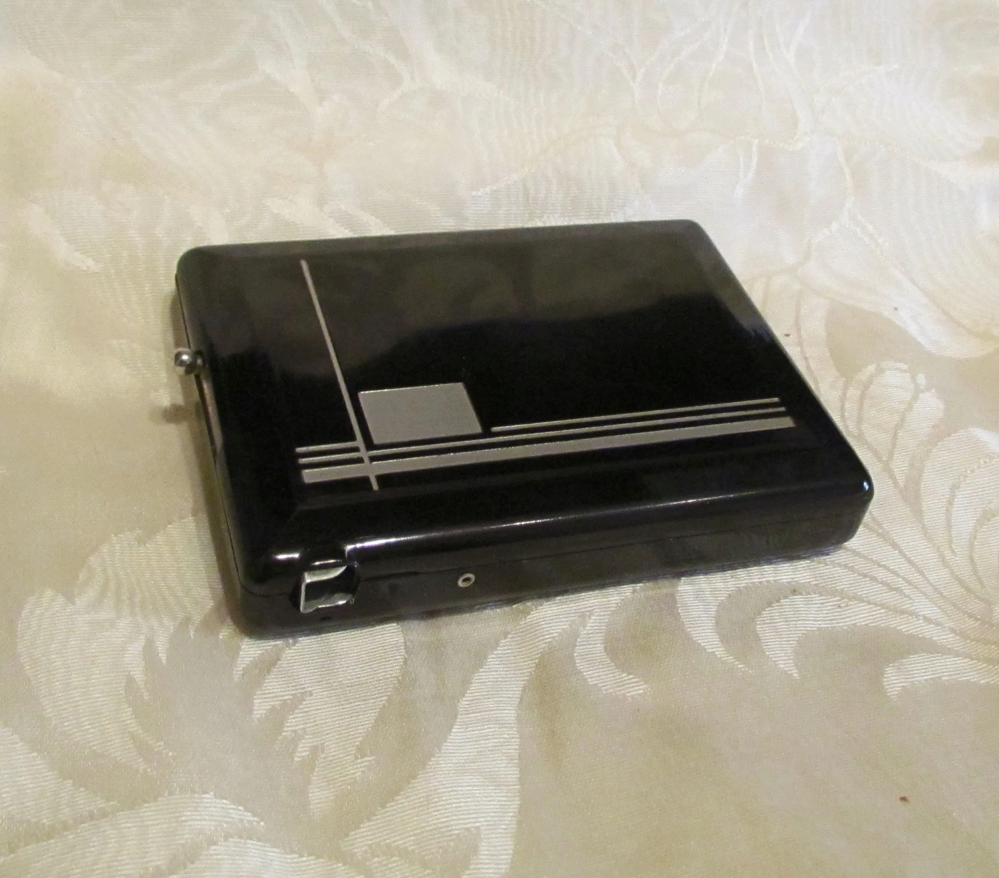 Art Deco Magic Case Lighter Black Cigarette Case 1930s Cigarette Case Working Lighter