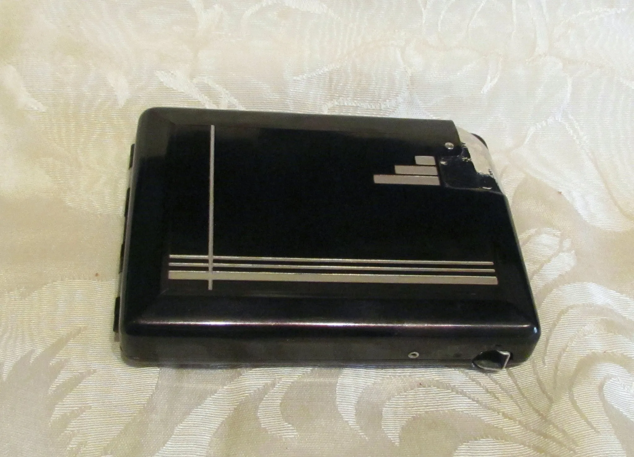 Art Deco Magic Case Lighter Black Cigarette Case 1930s Cigarette Case Working Lighter
