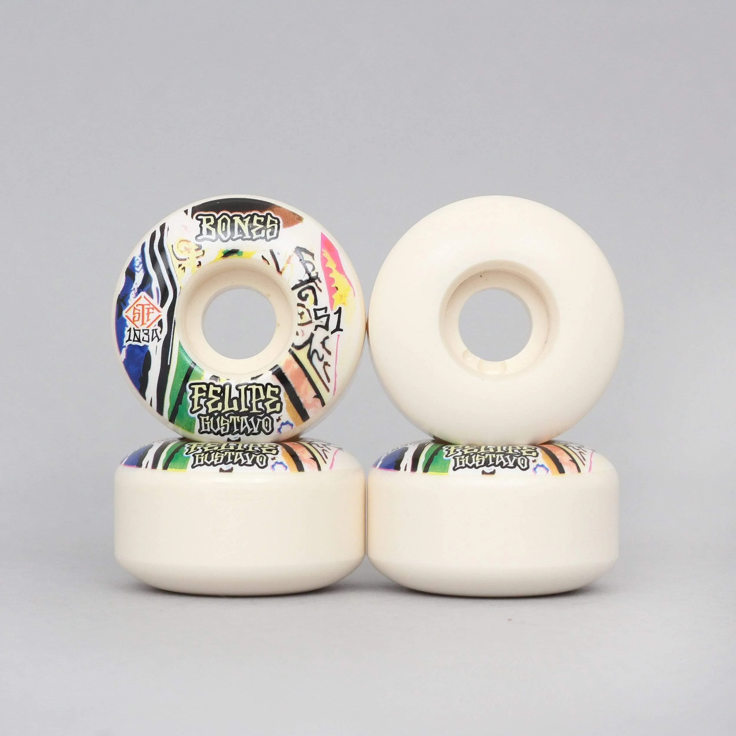 Bones 51mm 103A Gustavo Bed-Stuy STF V1 Standard Skateboard Wheels White