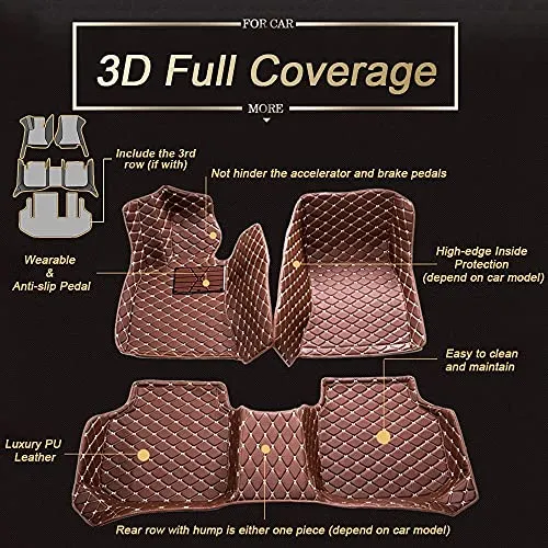 Car Floor Mats for Jaguar I-PACE 2018 Floor Liners Auto Carpets Luxury Leather Waterproof All Weather Protection Full Coverage Full Set (Gray)