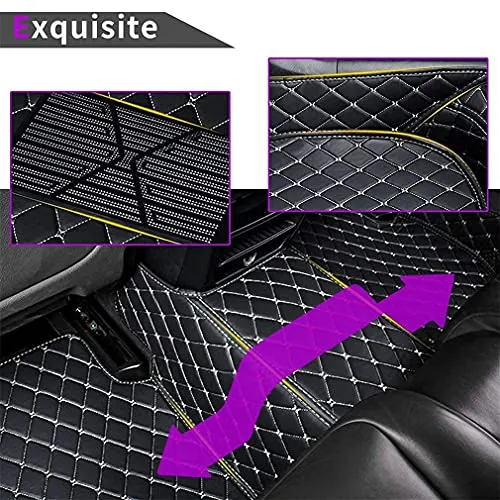 Car Floor Mats for Jaguar I-PACE 2018 Floor Liners Auto Carpets Luxury Leather Waterproof All Weather Protection Full Coverage Full Set (Gray)