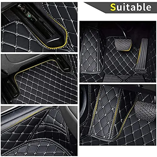 Car Floor Mats for Jaguar I-PACE 2018 Floor Liners Auto Carpets Luxury Leather Waterproof All Weather Protection Full Coverage Full Set (Gray)