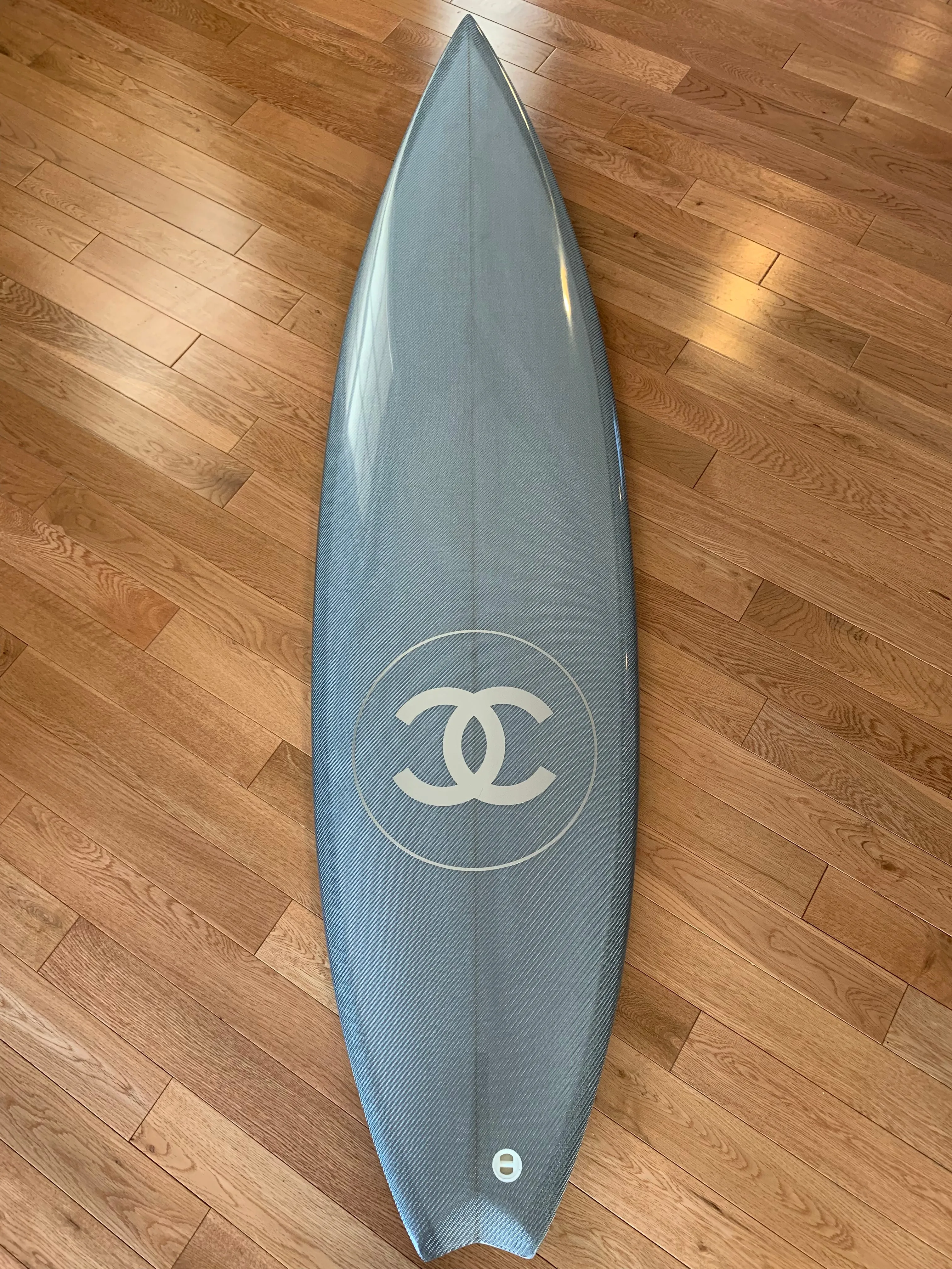 Chanel x Philippe Barland Limited Edition Silver/Chrome Carbon Surfboard