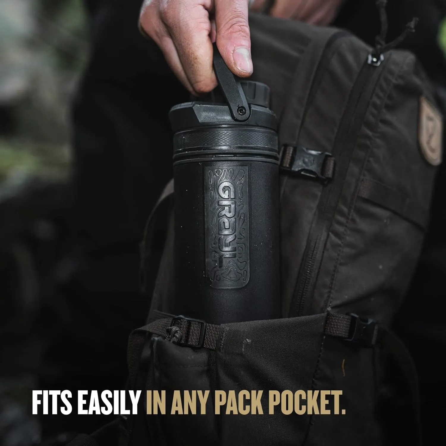 GRAYL UltraPress 16.9 oz Water Purifier & Filter Bottle for Hiking, Backpacking, Survival, Travel (Covert Black)