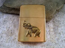 Handmade Brushed Gold Lucky Elephant Cigarette Lighter