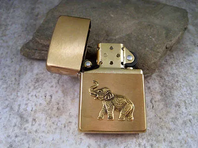 Handmade Brushed Gold Lucky Elephant Cigarette Lighter