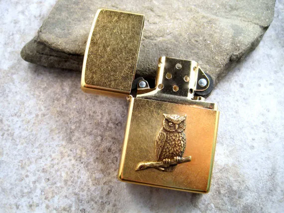 Handmade Gold Owl Cigarette Lighter