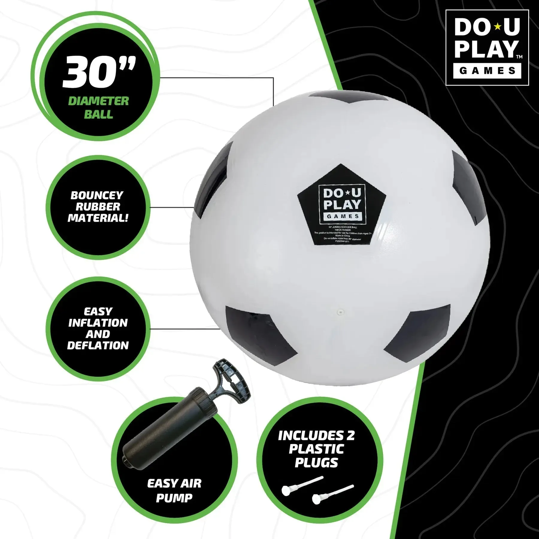 IN STOCK-TreLines Do-U-Play 30"Jumbo Soccer Ball Black/White 1 pc