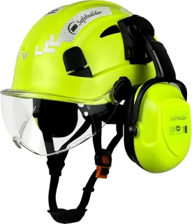 Industrial Safety Helmet with Visor Ear Muffs Hard Hat with Visor Vented Hardhats Construction Work Head Protection ANSI