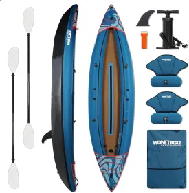 Inflatable Kayak, Recreational Touring Kayak with Adjustable Kayak Paddle, Hand Pump and Carrying Bag, 1/2 Person
