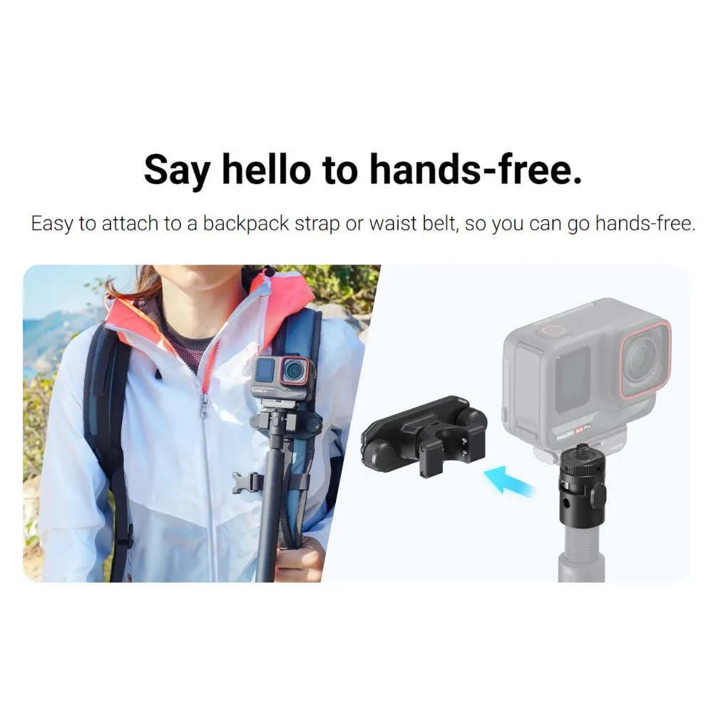 Insta360 Magnetic Selfie Stick Holster with Quick Release Mounting and Supports Invisible Selfie Stick with Action Camera for Backpack Strap or Waist Belt CINSBAVK