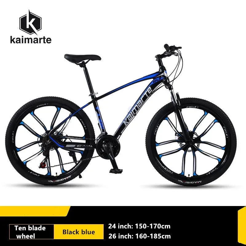 KAIMARTE Mountain Bike Aluminum Alloy Shock Absorbing Mountain Bike  Adult Men's and Women's Double Disc Brake Off Road Bicycle