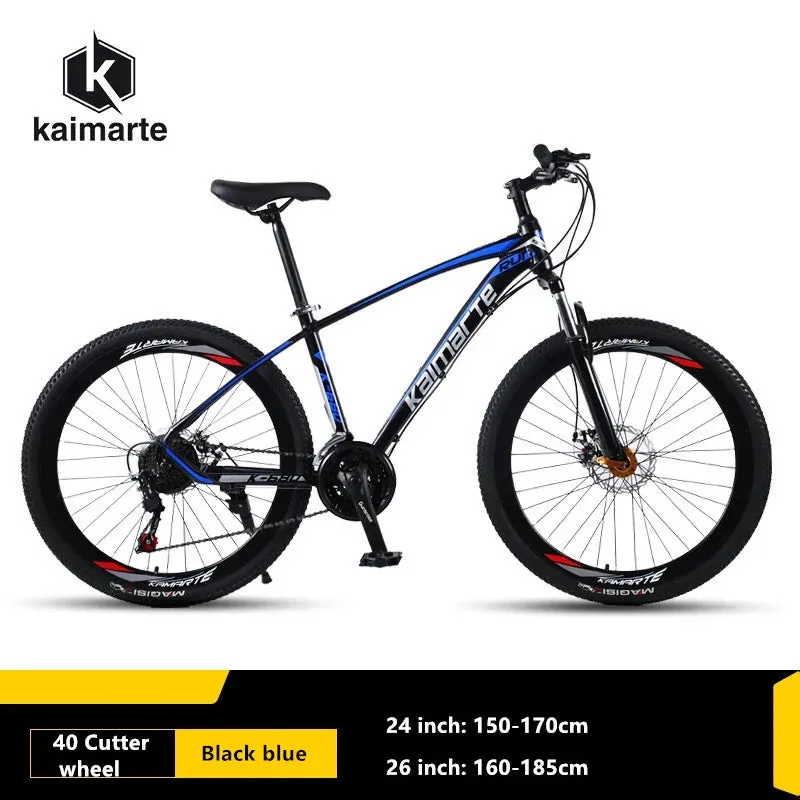 KAIMARTE Mountain Bike Aluminum Alloy Shock Absorbing Mountain Bike  Adult Men's and Women's Double Disc Brake Off Road Bicycle