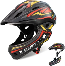 Kids Bike Helmet with Chin Guard, Adjustable Detachable Childrens Full Face Helmet for Girls and Boys, Cycling Helmet Skateboard, Scooter, Protective Gear Size 20.5-22 Inches