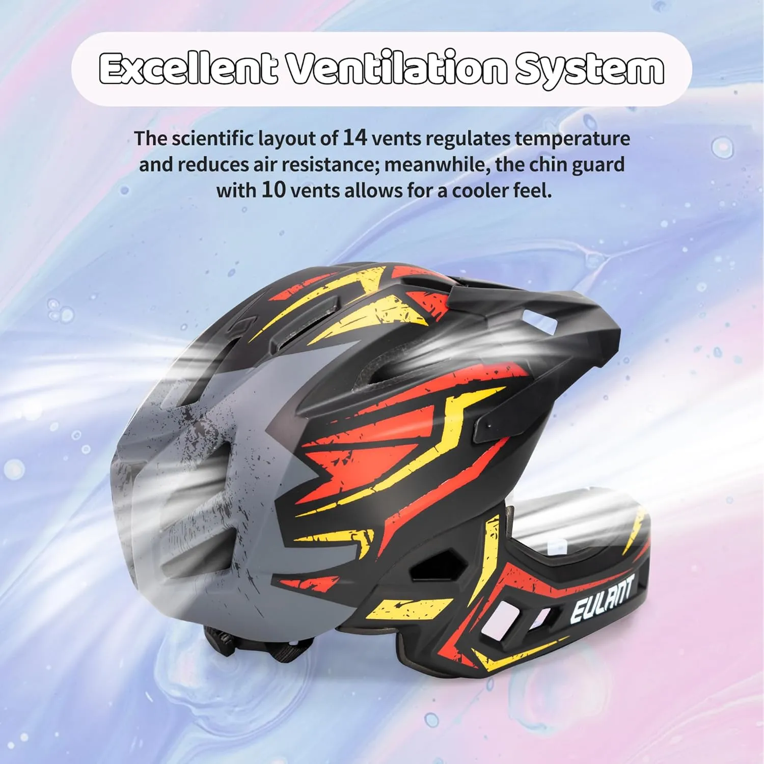 Kids Bike Helmet with Chin Guard, Adjustable Detachable Childrens Full Face Helmet for Girls and Boys, Cycling Helmet Skateboard, Scooter, Protective Gear Size 20.5-22 Inches