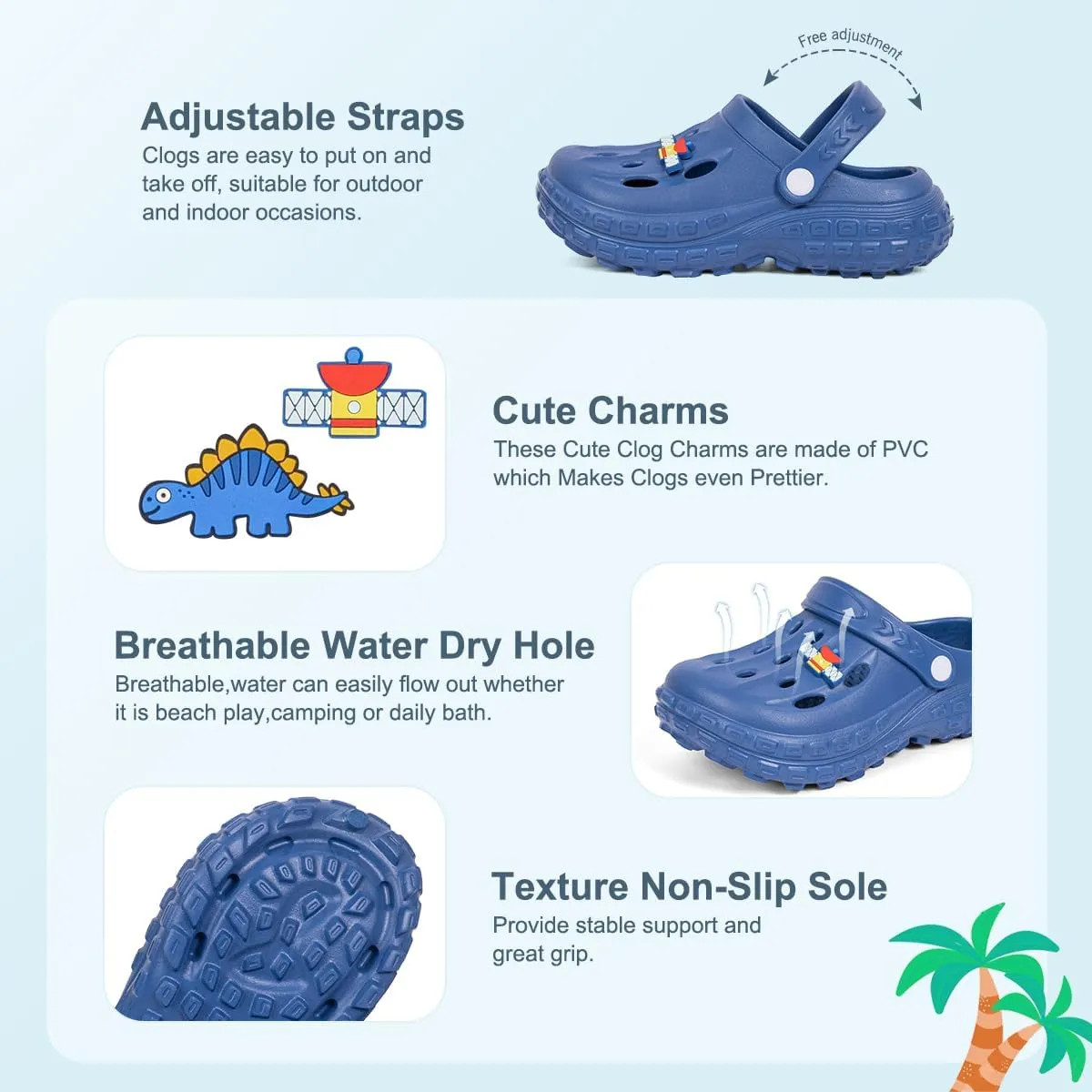 Kids Boys Girls Cute Garden Clogs Little Kid EVA Water Sandals Lightweight Indoor Outdoor Summer Beach Pool Play Shoes Children Comfort Slippers Slides