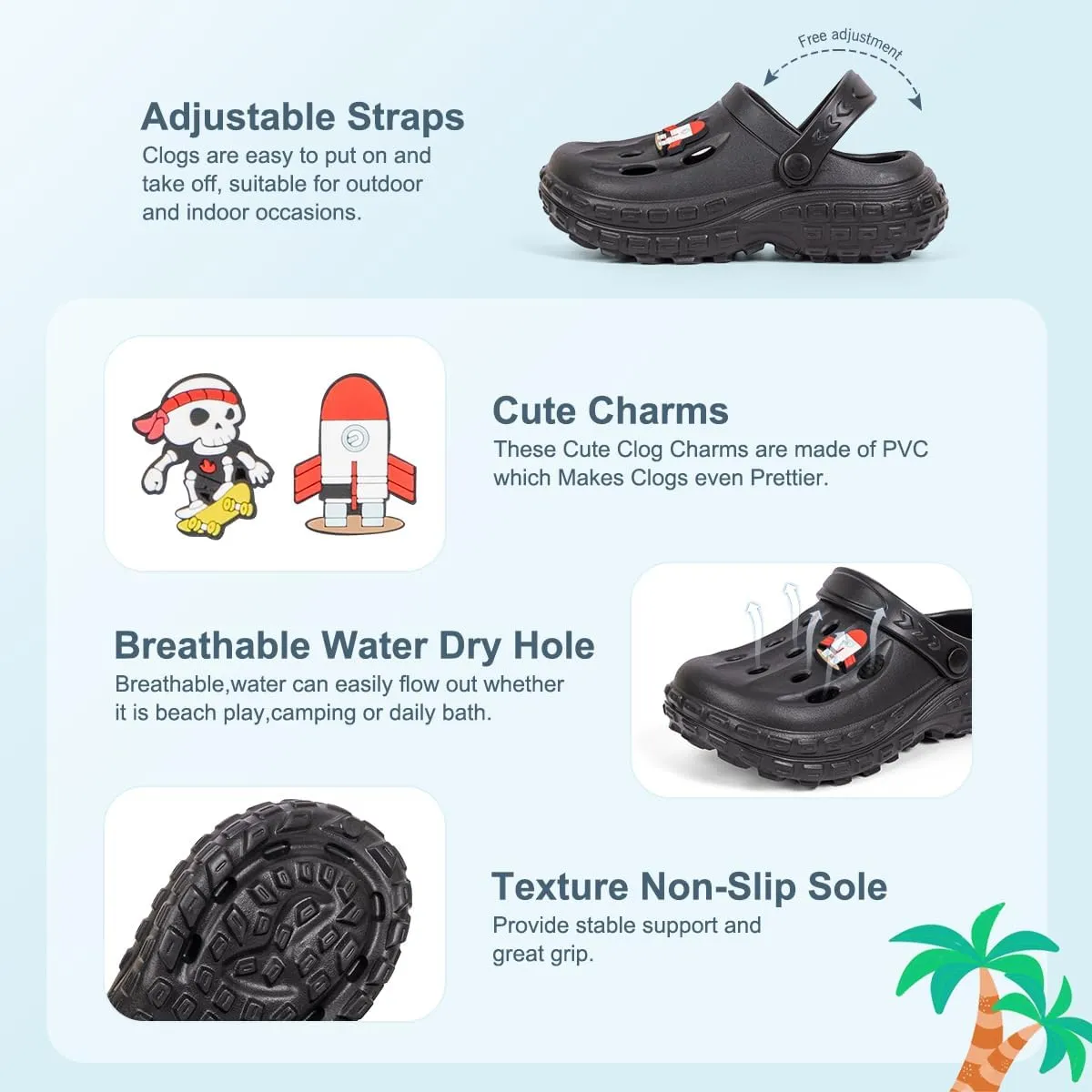 Kids Boys Girls Cute Garden Clogs Little Kid EVA Water Sandals Lightweight Indoor Outdoor Summer Beach Pool Play Shoes Children Comfort Slippers Slides