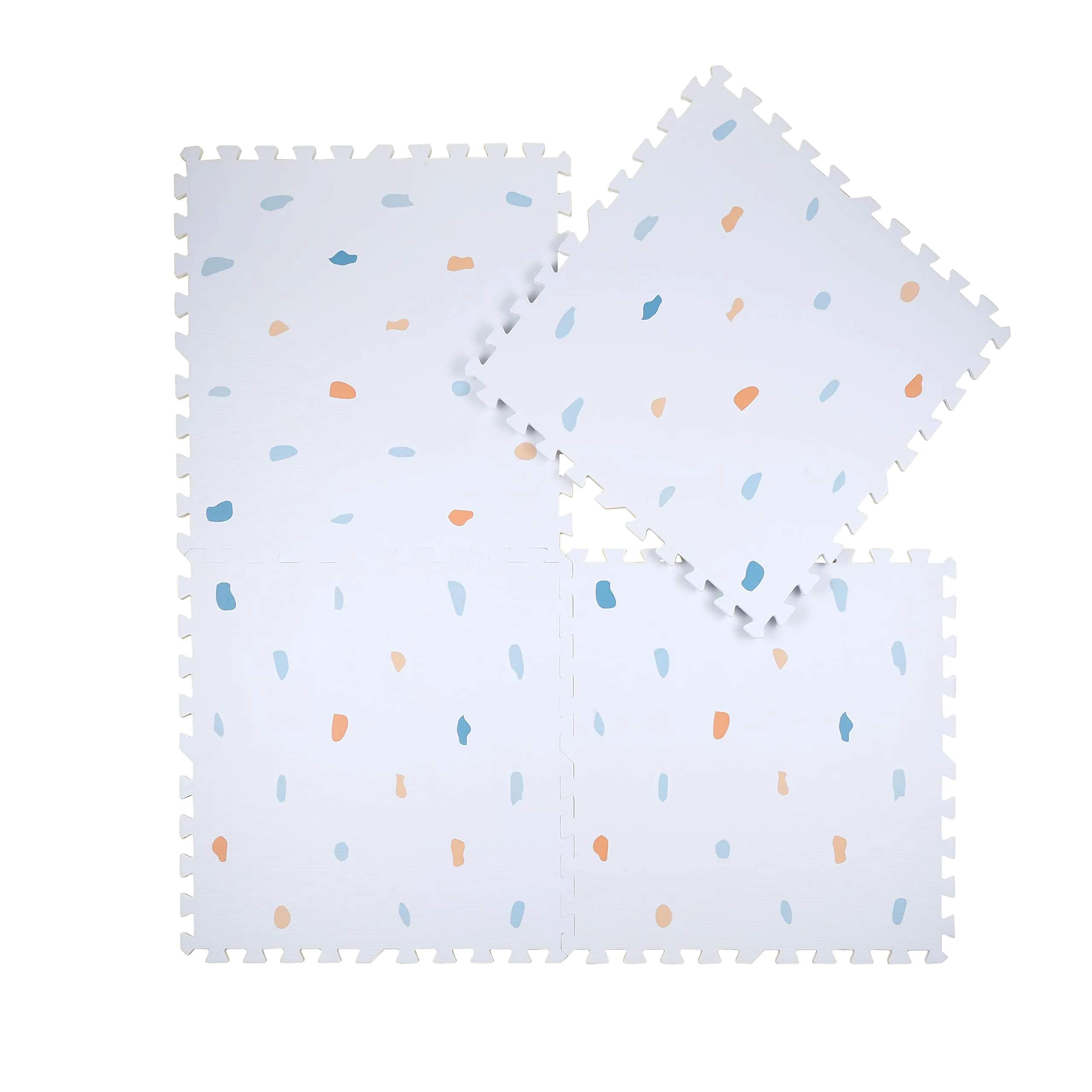 Kind and Me Baby Play Mats Kids Playing Mats Cushion Foam Interlock Floor Tiles for Infants Toddlers Kids Children 610x610x12mm (Set of 6, 24 Sqft, Terrazzo on Powder Blue)