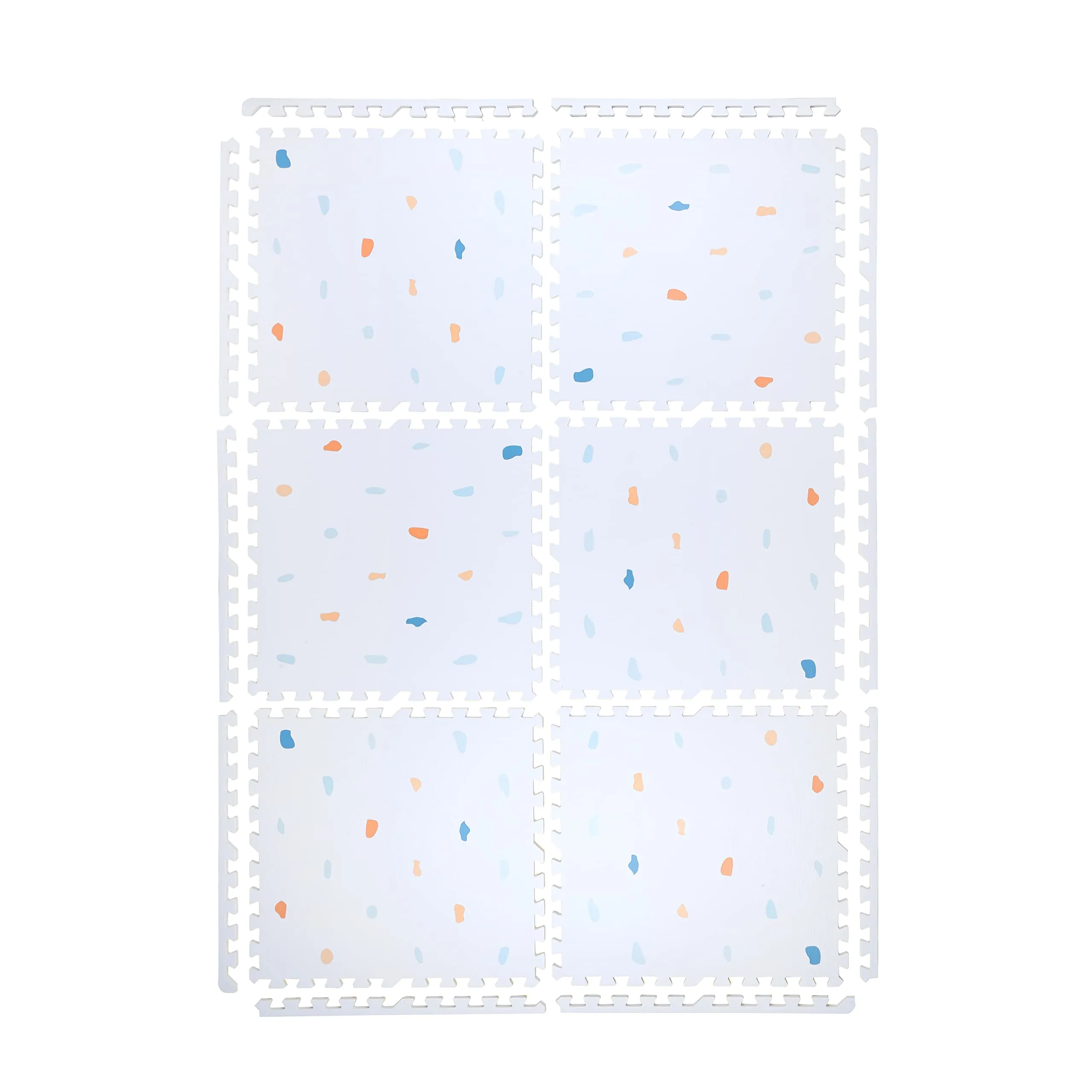 Kind and Me Baby Play Mats Kids Playing Mats Cushion Foam Interlock Floor Tiles for Infants Toddlers Kids Children 610x610x12mm (Set of 6, 24 Sqft, Terrazzo on Powder Blue)