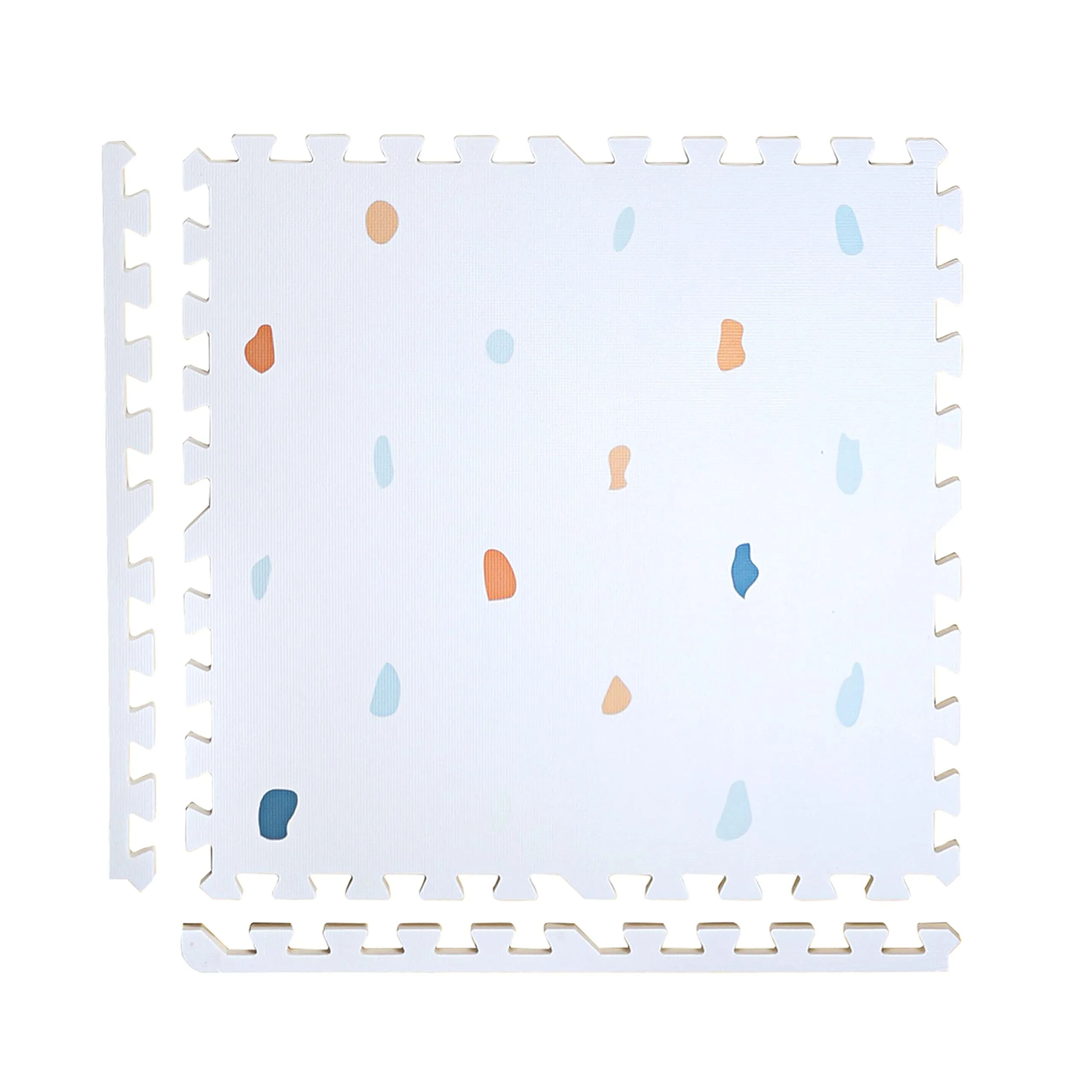 Kind and Me Baby Play Mats Kids Playing Mats Cushion Foam Interlock Floor Tiles for Infants Toddlers Kids Children 610x610x12mm (Set of 6, 24 Sqft, Terrazzo on Powder Blue)