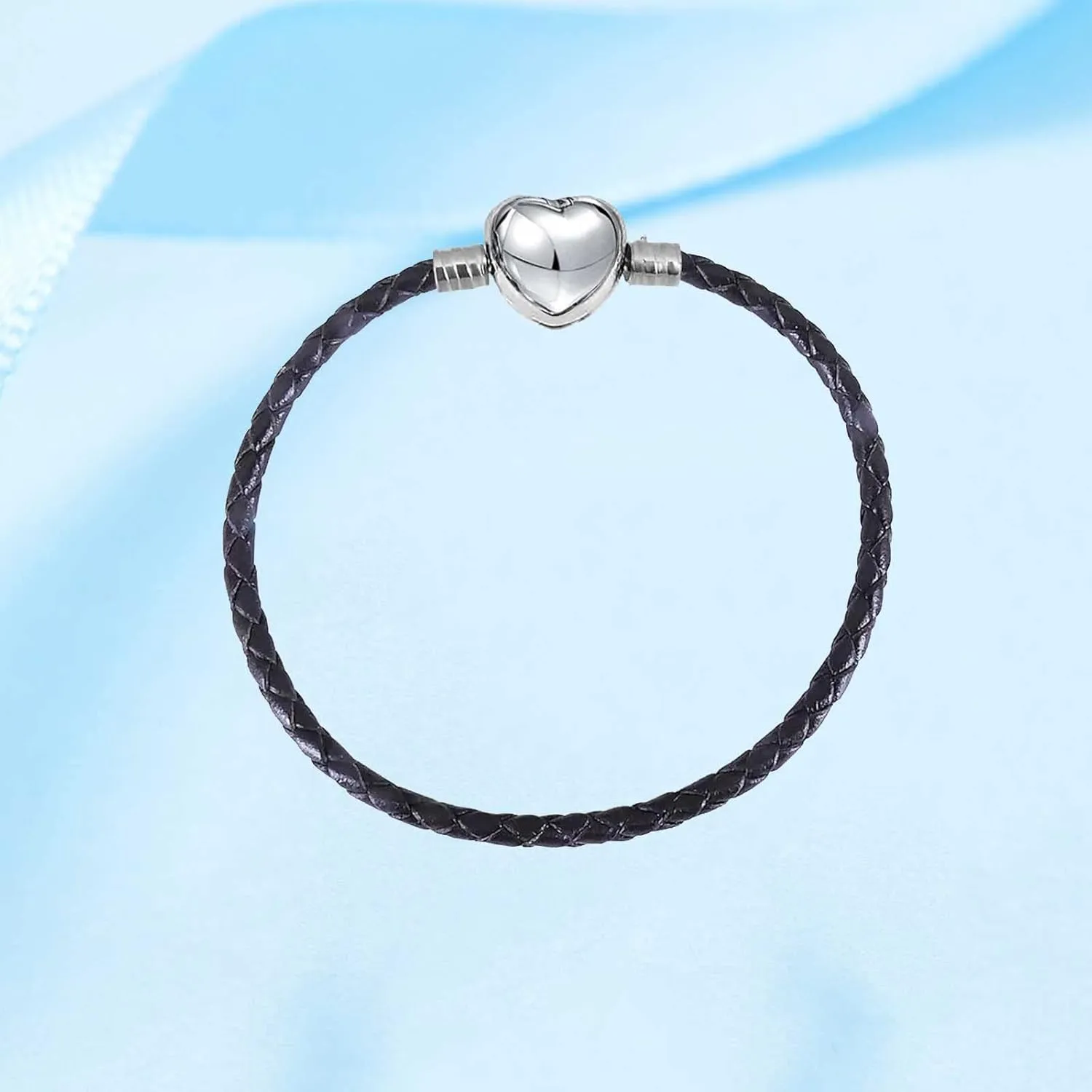 KunBead Women Heart Clasp Leather Charm Bracelets for Women DIY Jewelry Making Compatible with Pandora Charms