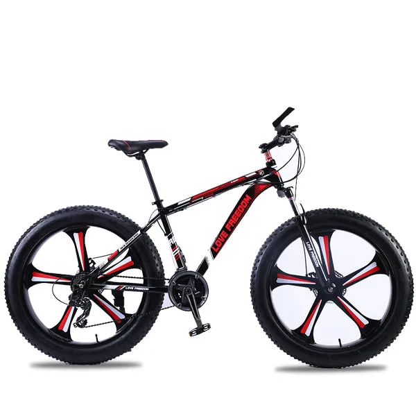 Love Freedom 7/21/24/27 Speed Mountain Bike Aluminum Frame Fat Bike 26 inch * 4.0 tireSnow bicycle Free Delivery