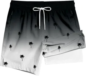 Men's Swim Trunk 5" with Compression Liner 5 Inch Quick Dry Board Shorts Zipper Pocket