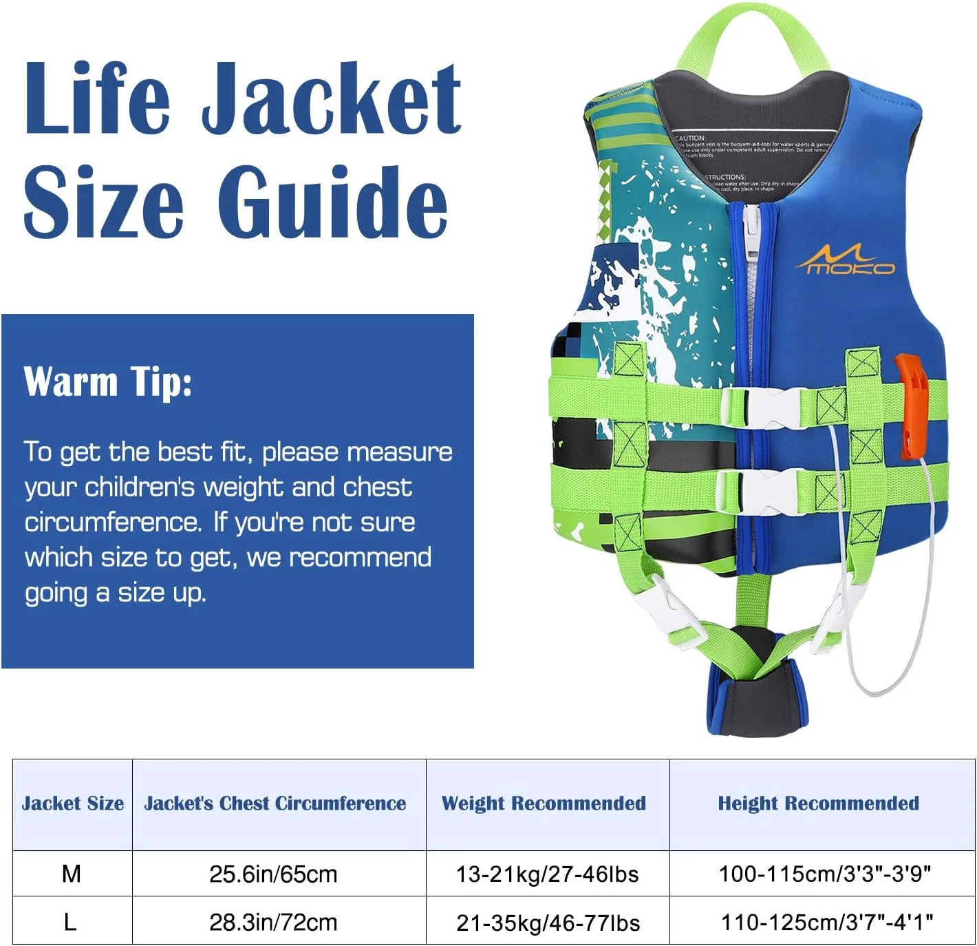 MoKo Swimming Vest for Kids 27-46 lbs, Clearance Children Swim Vests Water Activity Equipment Cute Pattern Watersports Swimming Device for Toddlers Boys Girls, M Size - Indigo