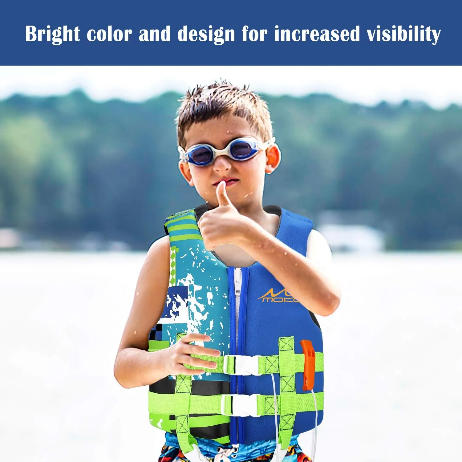 MoKo Swimming Vest for Kids 27-46 lbs, Clearance Children Swim Vests Water Activity Equipment Cute Pattern Watersports Swimming Device for Toddlers Boys Girls, M Size - Indigo