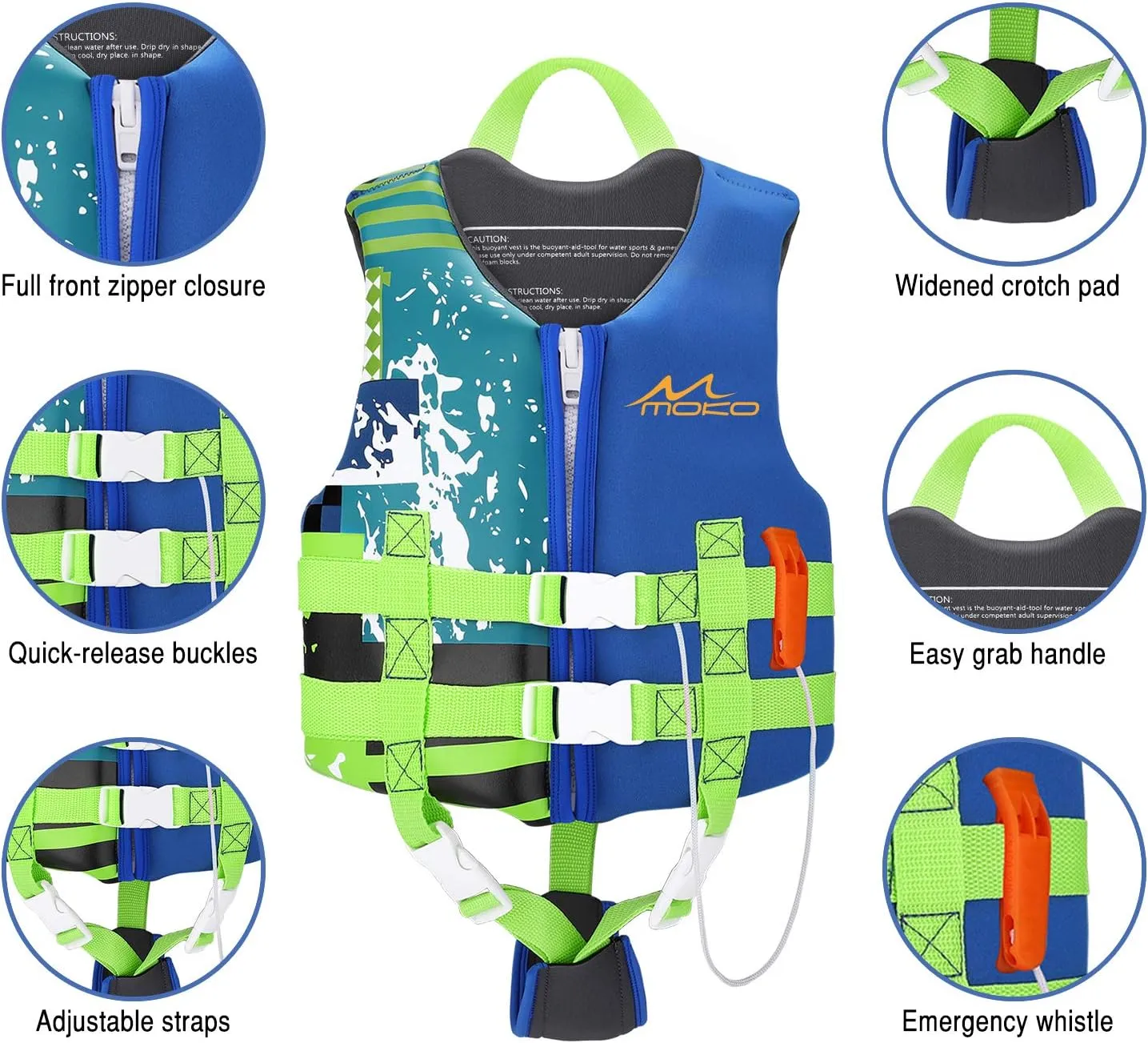 MoKo Swimming Vest for Kids 27-46 lbs, Clearance Children Swim Vests Water Activity Equipment Cute Pattern Watersports Swimming Device for Toddlers Boys Girls, M Size - Indigo