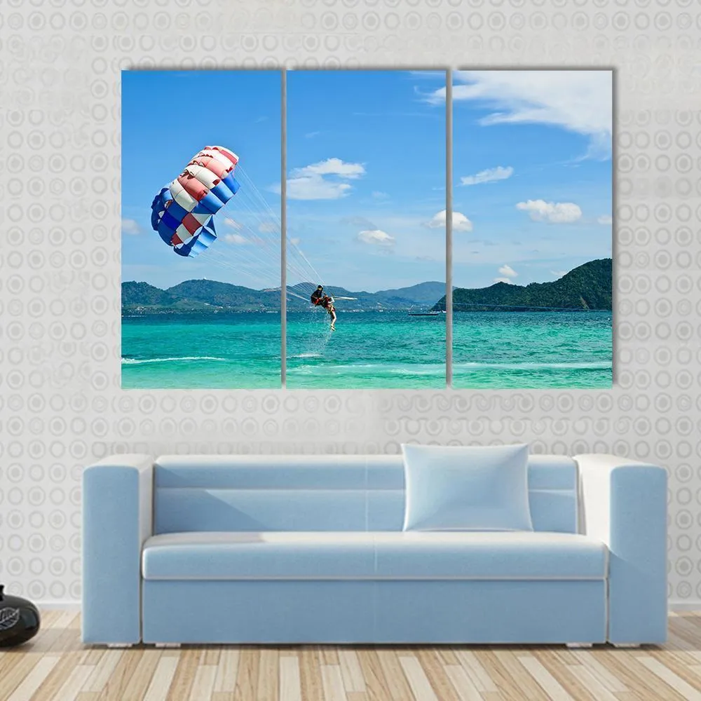 People Are Para Sailing In Phuket Canvas Wall Art