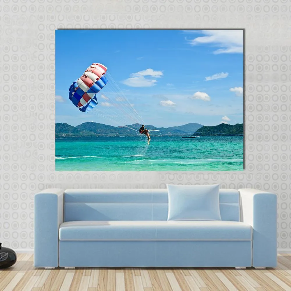 People Are Para Sailing In Phuket Canvas Wall Art