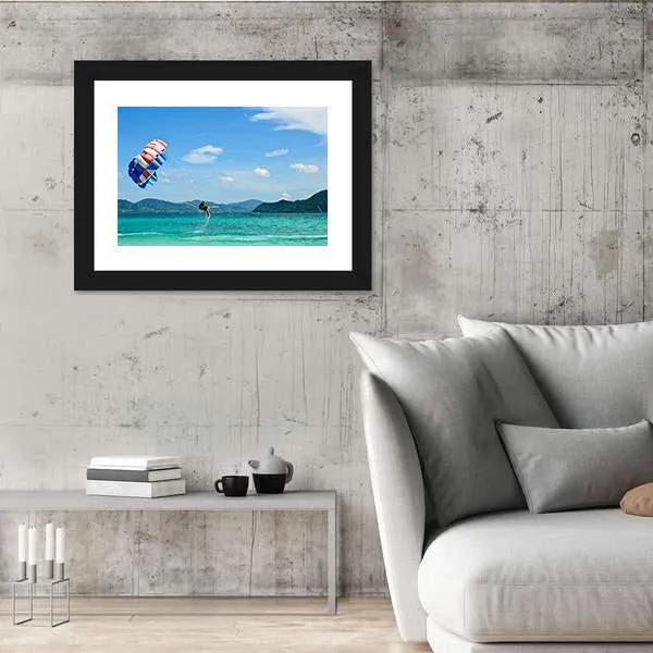 People Are Para Sailing In Phuket Canvas Wall Art