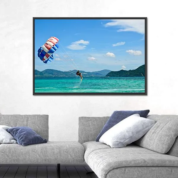 People Are Para Sailing In Phuket Canvas Wall Art
