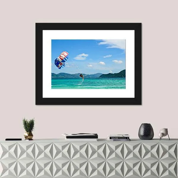 People Are Para Sailing In Phuket Canvas Wall Art