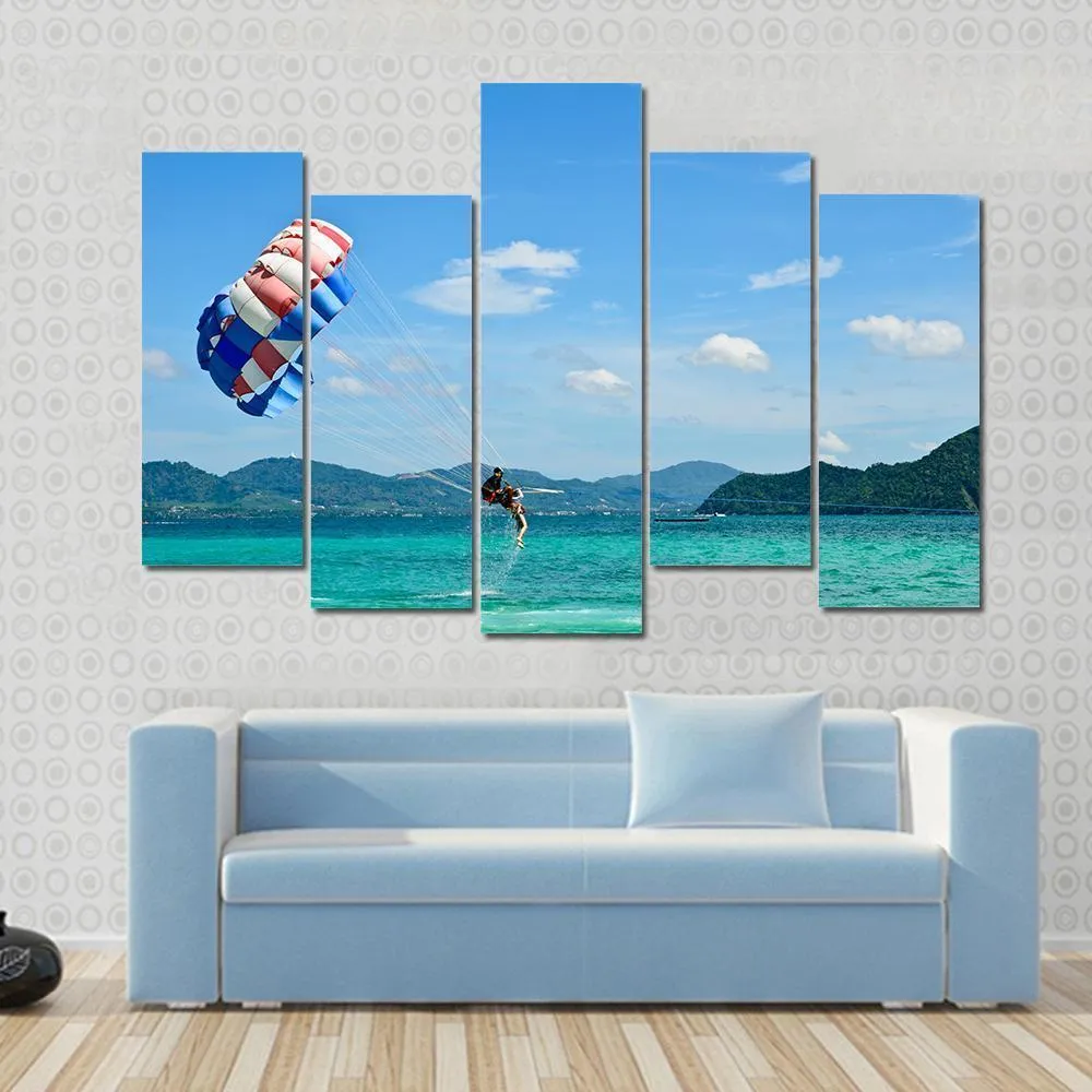 People Are Para Sailing In Phuket Canvas Wall Art