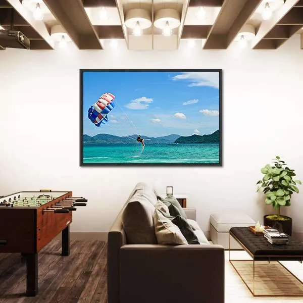 People Are Para Sailing In Phuket Canvas Wall Art