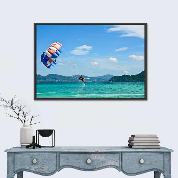 People Are Para Sailing In Phuket Canvas Wall Art