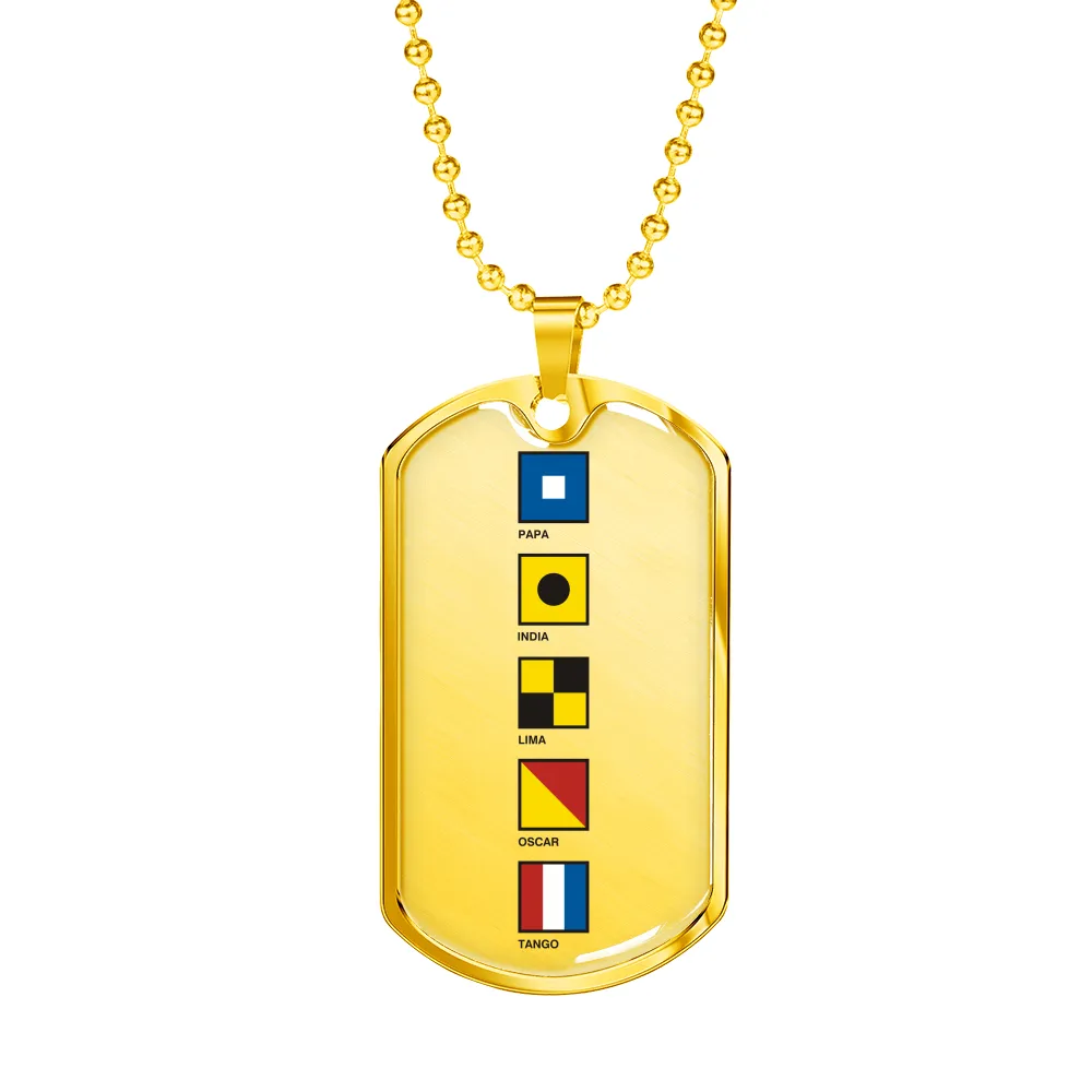 Pilot Spelled Out In Signal Flags Dog Tag, Pilot's Necklace, Dog Tag Necklace, Ultralight Pilot Jewelry