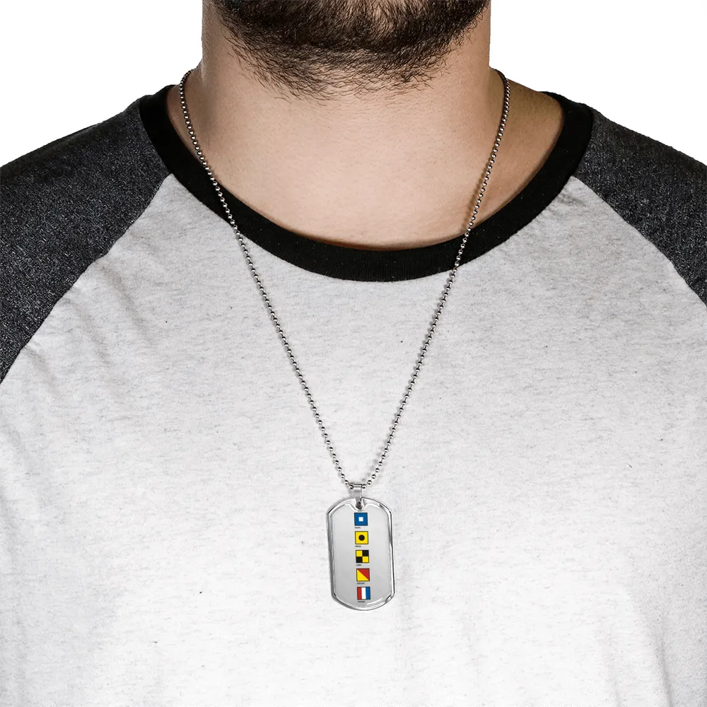 Pilot Spelled Out In Signal Flags Dog Tag, Pilot's Necklace, Dog Tag Necklace, Ultralight Pilot Jewelry