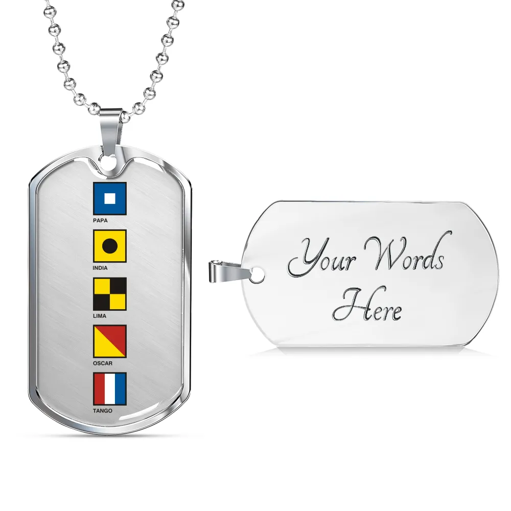 Pilot Spelled Out In Signal Flags Dog Tag, Pilot's Necklace, Dog Tag Necklace, Ultralight Pilot Jewelry