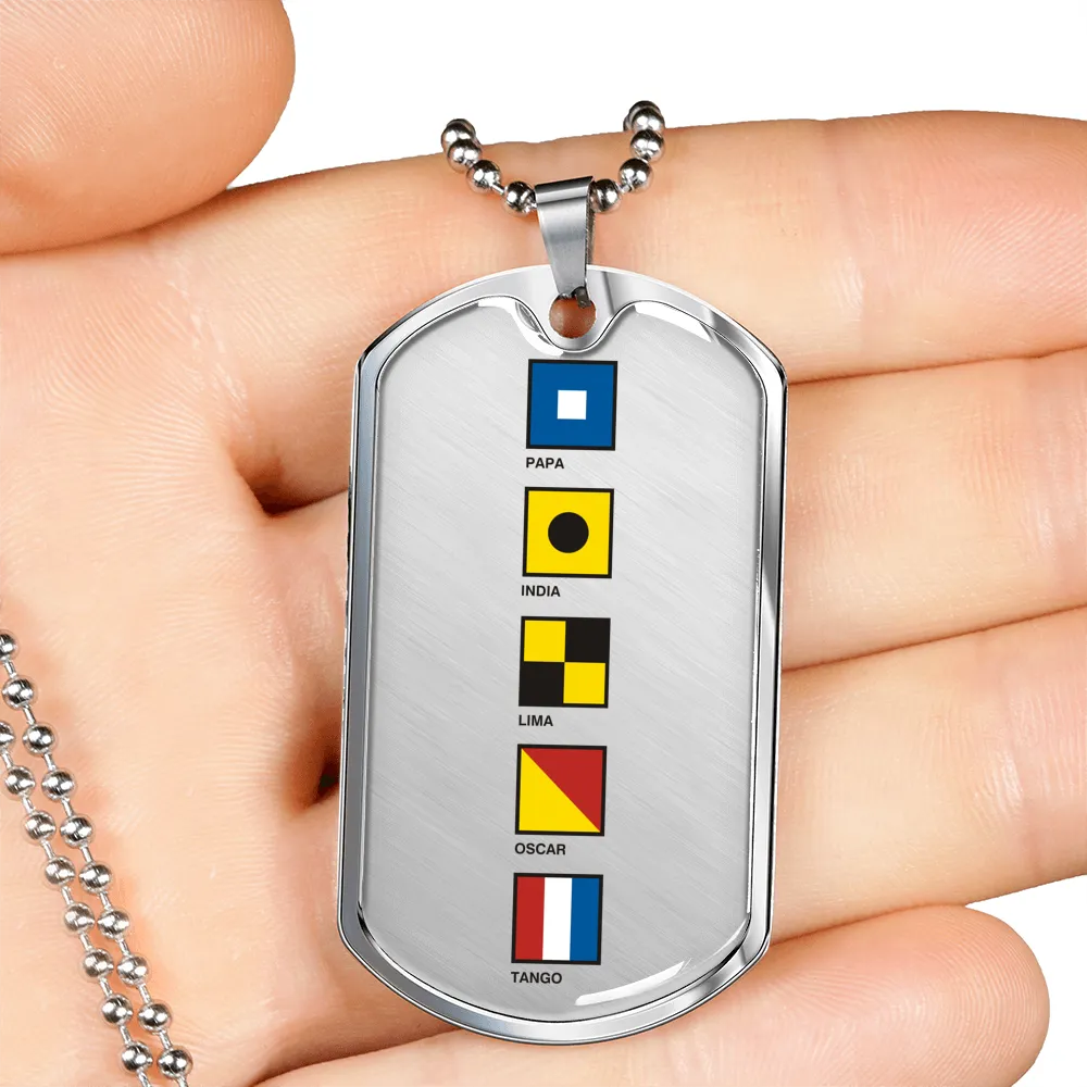 Pilot Spelled Out In Signal Flags Dog Tag, Pilot's Necklace, Dog Tag Necklace, Ultralight Pilot Jewelry