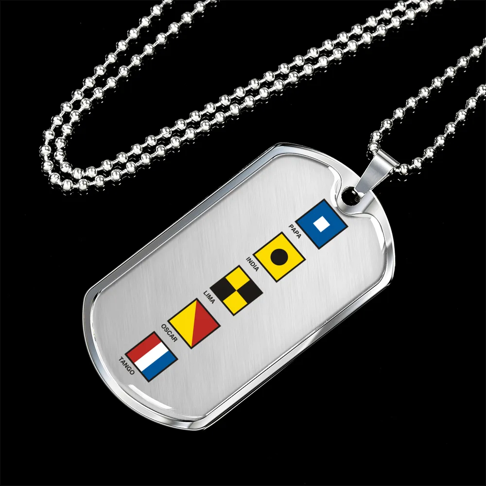 Pilot Spelled Out In Signal Flags Dog Tag, Pilot's Necklace, Dog Tag Necklace, Ultralight Pilot Jewelry