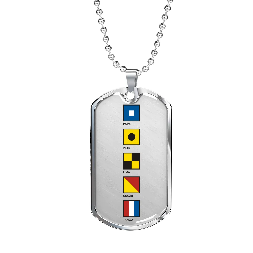 Pilot Spelled Out In Signal Flags Dog Tag, Pilot's Necklace, Dog Tag Necklace, Ultralight Pilot Jewelry