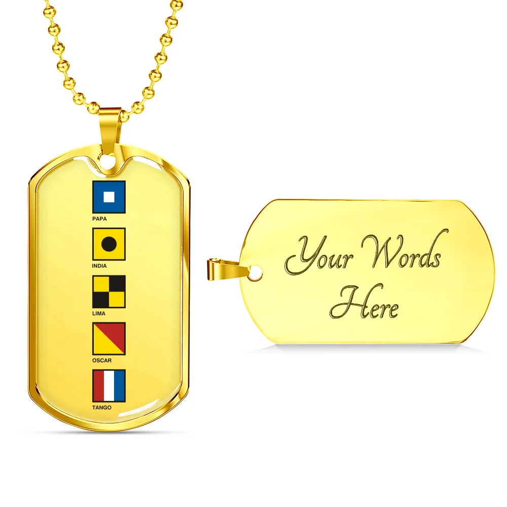 Pilot Spelled Out In Signal Flags Dog Tag, Pilot's Necklace, Dog Tag Necklace, Ultralight Pilot Jewelry