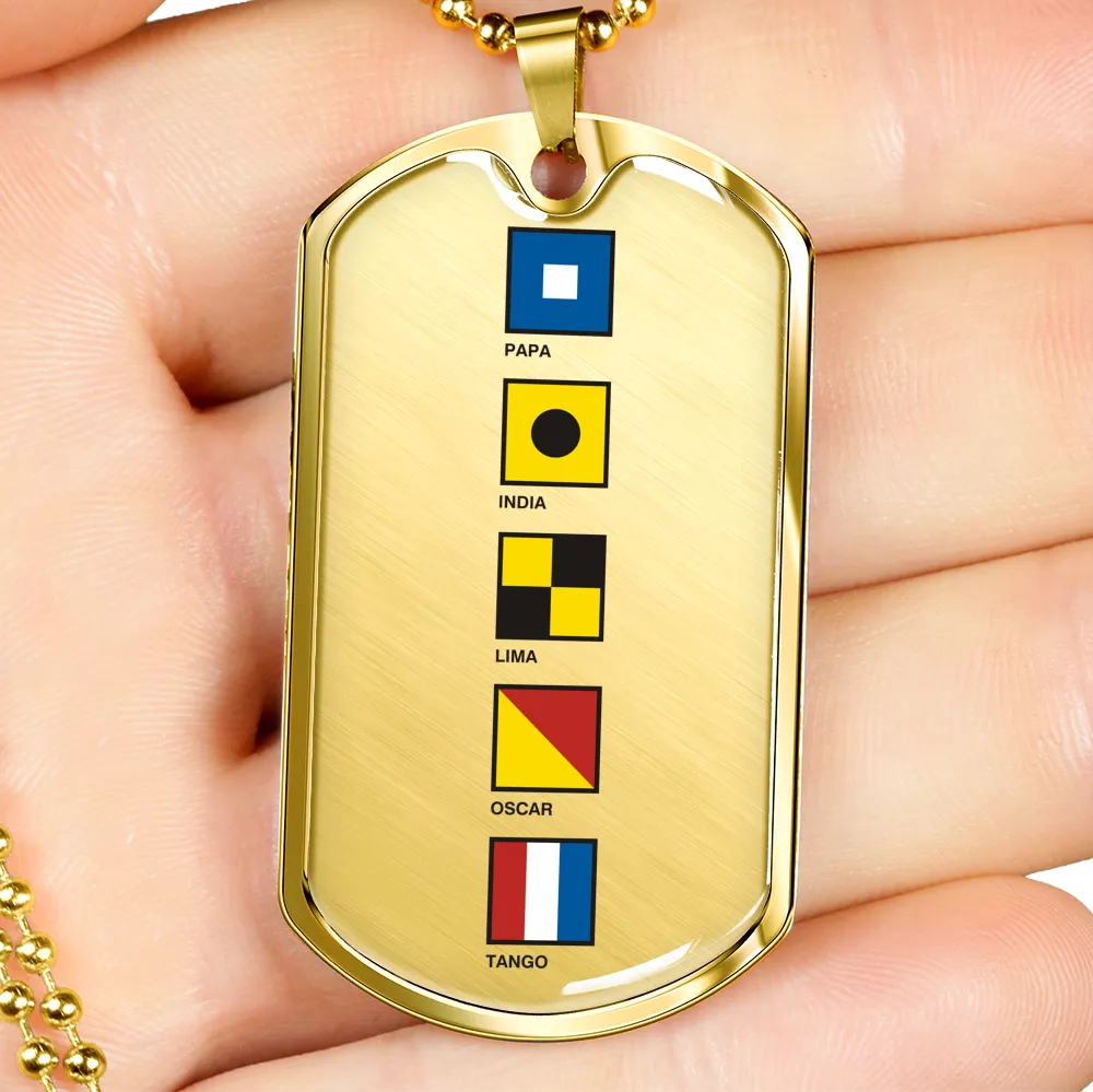 Pilot Spelled Out In Signal Flags Dog Tag, Pilot's Necklace, Dog Tag Necklace, Ultralight Pilot Jewelry